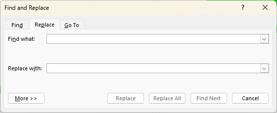 Advanced Find dialog